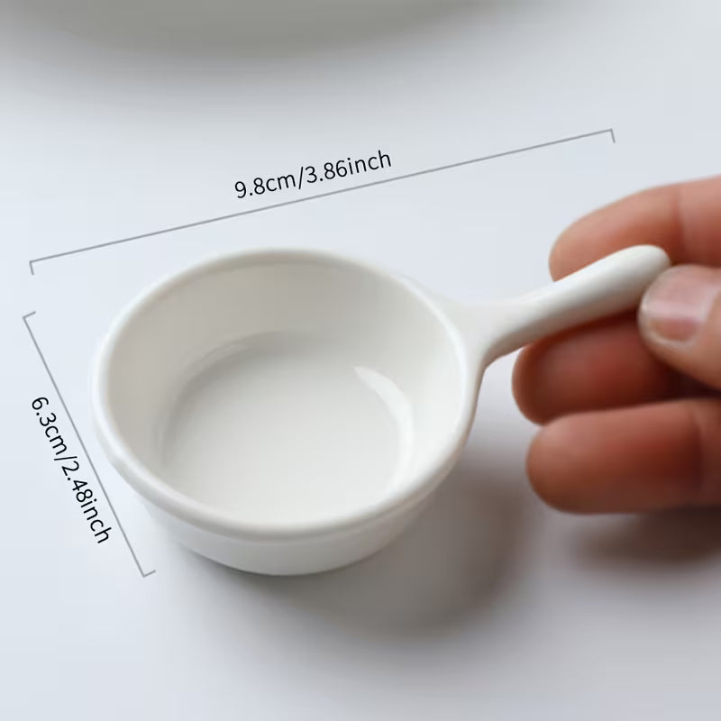 Mini White Handled Sauce Condiment dish