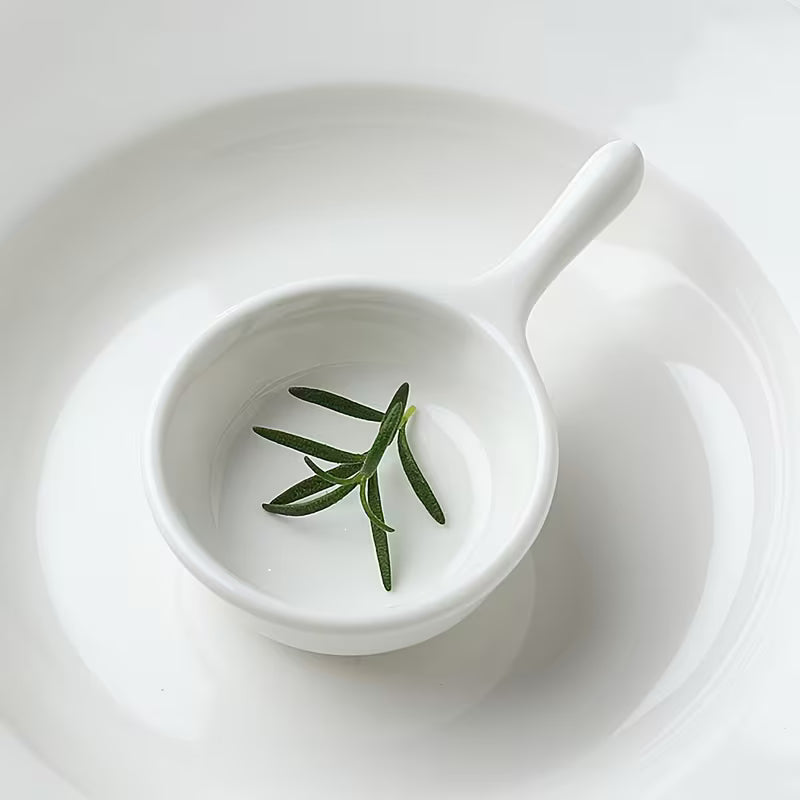 Mini White Handled Sauce Condiment dish