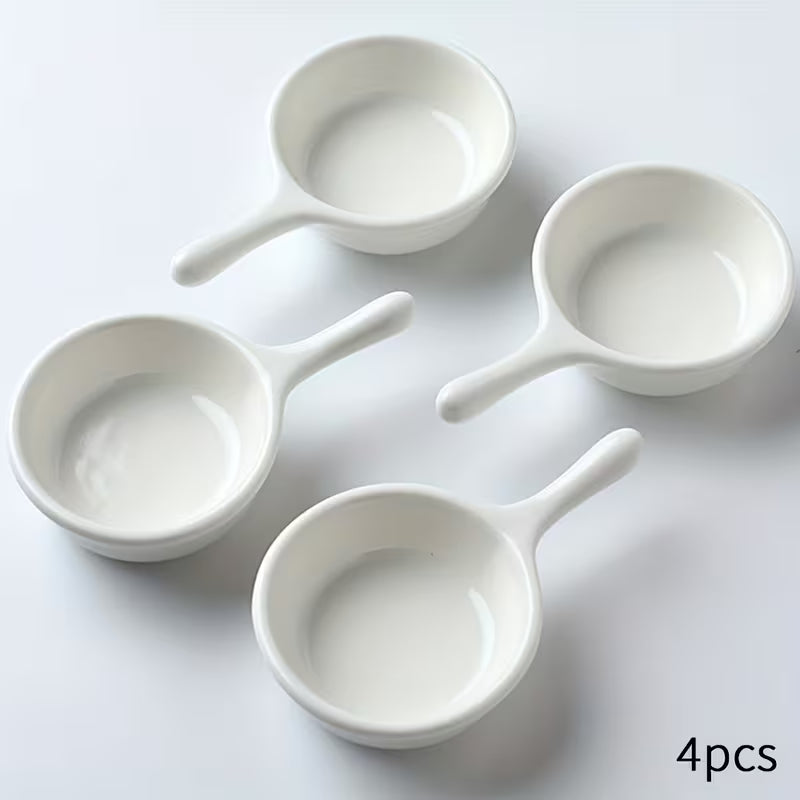 Mini White Handled Sauce Condiment dish