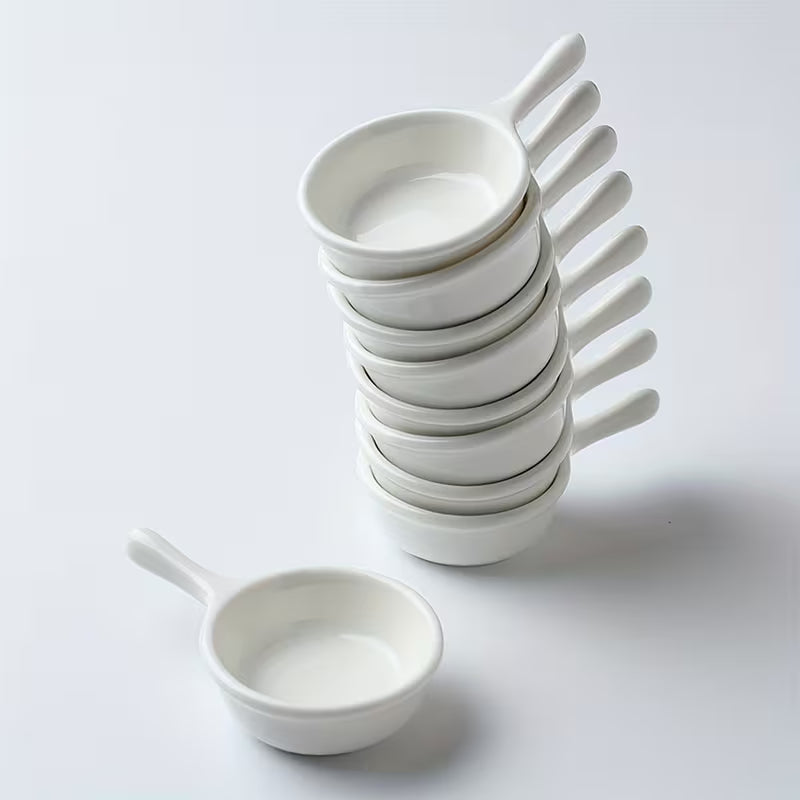 Mini White Handled Sauce Condiment dish